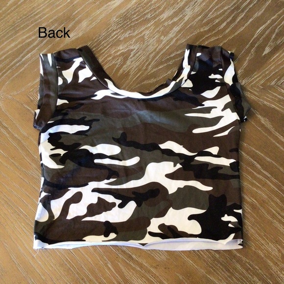 ISP Dancewear Teen Camo Sleeveless Crop Muscle Tee Dance Tank Top Size AXS - Picture 3 of 5